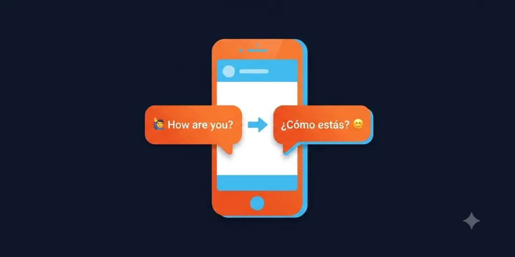 A learner translating a short everyday sentence on a phone screen